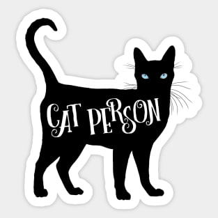 Cat Person in Black Cat Silhouette Blue Eyes Sticker